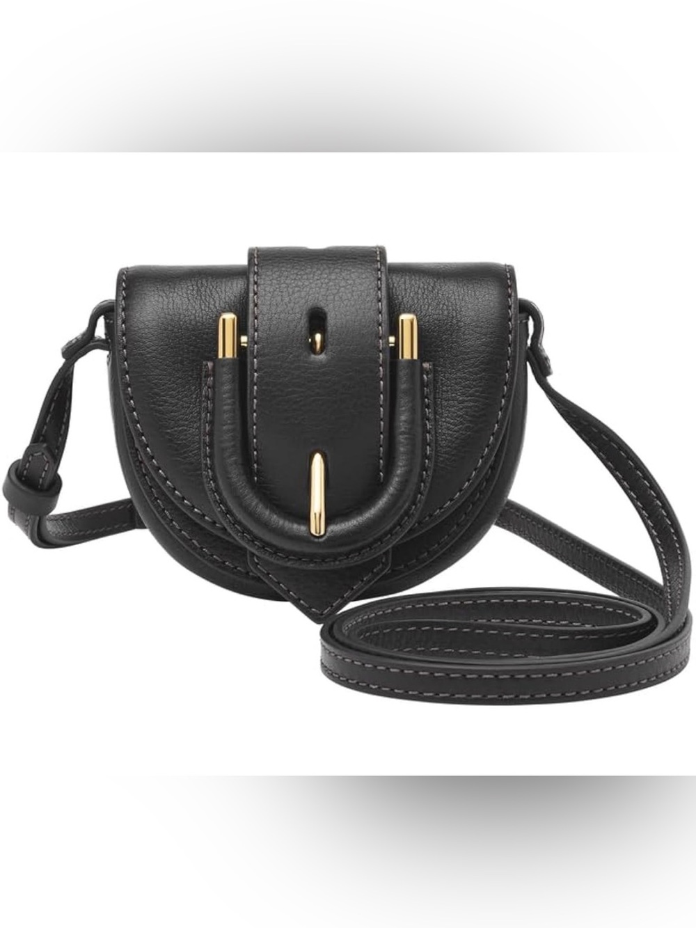 NWT Fossil Harwell Micro Flap Black Leather Crossbody Purse Bag MSRP $150